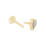 Solid 14k Gold Opal Heart Stud Earring