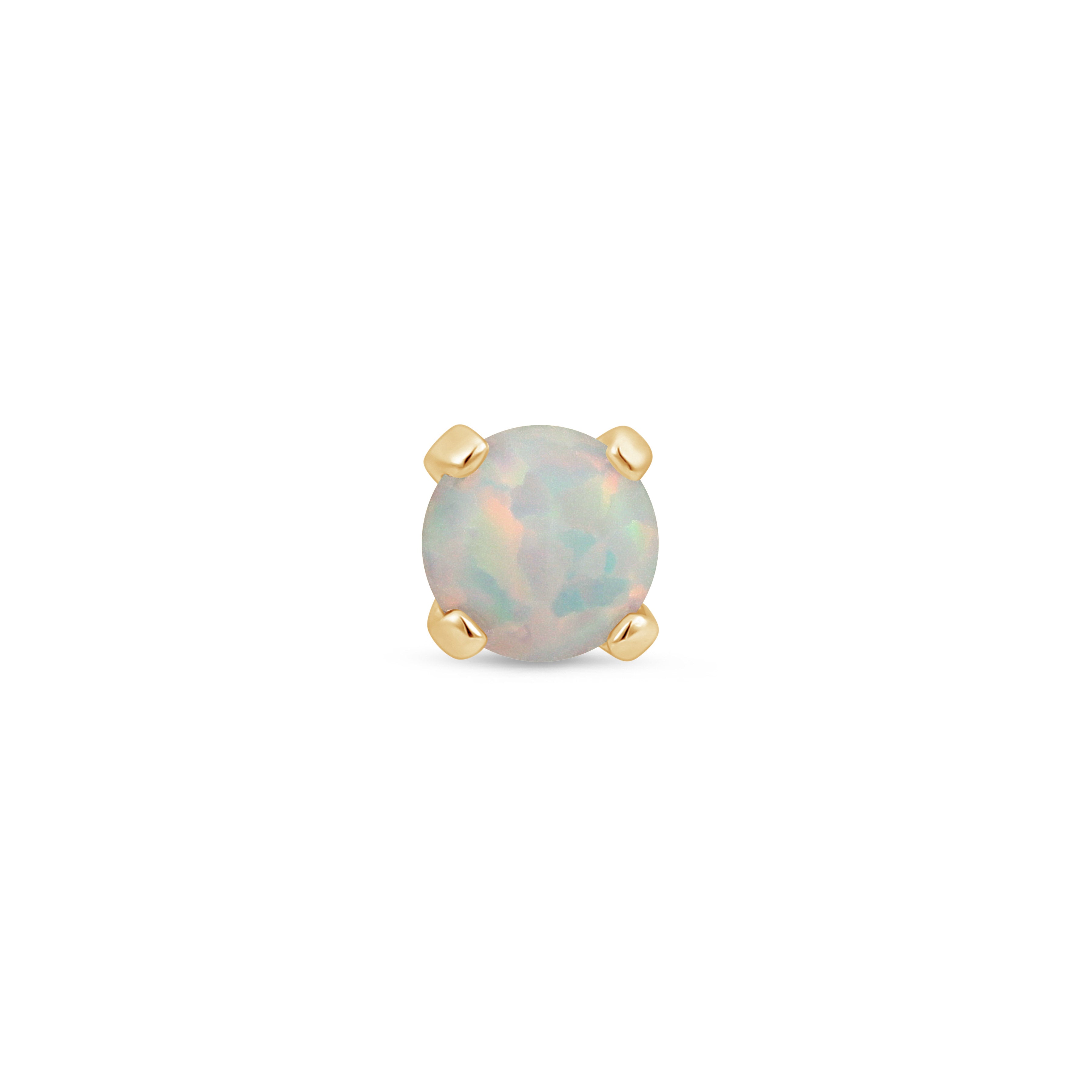 Solid 14k Gold Opal Prong Set Stud Earring