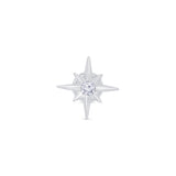 Solid 14k White Gold CZ Starburst Stud Earring