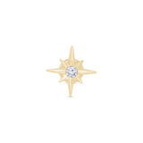 Solid 14k Yellow Gold CZ Starburst Stud Earring