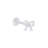 Solid 14k White Gold Bow Knot Stud Earring