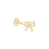 Solid 14k Yellow Gold Bow Knot Stud Earring
