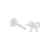 Solid 14k White Gold Bow Knot Stud Earring
