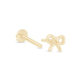 Solid 14k Yellow Gold Bow Knot Stud Earring