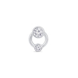 Solid 14k White Gold Double CZ Stud Earring