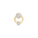 Solid 14k Yellow Gold Double CZ Stud Earring