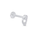 Solid 14k White Gold Double CZ Stud Earring