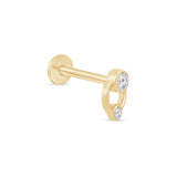 Solid 14k Yellow Gold Double CZ Stud Earring