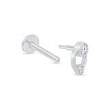 Solid 14k White Gold Double CZ Stud Earring