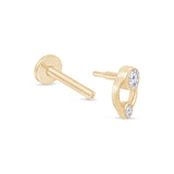 Solid 14k Yellow Gold Double CZ Stud Earring