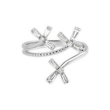 Floral Diamond Wrap Around Ring in Solid 14k White Gold