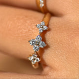 Three Flower Diamond Ring