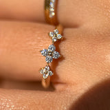 Three Flower Diamond Ring