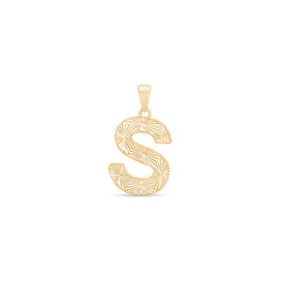 Radiant-Cut Initial Pendant in Solid 10k Yellow Gold - S