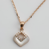 Mother of Pearl and Diamond Cutout Pendant Necklace in Solid 14k Rose Gold