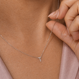 White Gold Diamond Initial Charm Necklace