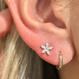 Marquise Flower Flat Back in Solid 14k White Gold