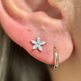 Marquise Flower Flat Back Stud in Solid 14k Yellow Gold