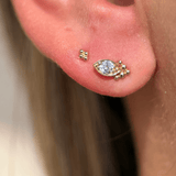 Marquise Shape Gold Flat Back Earring