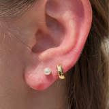 Pearl Flat Back Stud in Solid 14k Yellow Gold