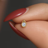 Diamond Droplet Flat Back Stud Earrings Flat Back Stud Earrings in Solid 14k Yellow Gold