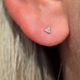 Small Diamond Trinity Flat Back in Solid 14k Yellow Gold