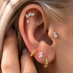 Yellow Gold Double Lab Grown Diamond Flat Back Earring
