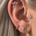 Yellow Gold Double Lab Grown Diamond Flat Back Earring