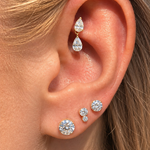 Yellow Gold Double Lab Grown Diamond Flat Back Earring