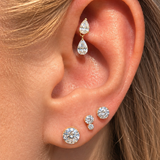 Yellow Gold Double Lab Grown Diamond Flat Back Earring