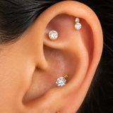 Yellow Gold Floating Lab Grown Diamond Drop Flat Back Earring