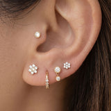Rose Gold Seven Diamond Flower Flat Back Earring