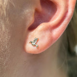 Hummingbird Flat Back Stud in Solid 14k Yellow Gold
