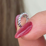 Twisted Rope Huggie Hoop in Solid 14k White Gold