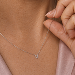 Yellow Gold Diamond Initial Charm Necklace