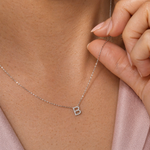 White Gold Diamond Initial Charm Necklace