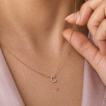 White Gold Diamond Initial Charm Necklace