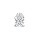 a pair of diamond earrings on a white background