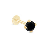 a pair of black diamond earrings in yellow gold