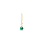 a pair of gold earrings with a green stone