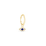 a gold ring with a blue evil eye charm