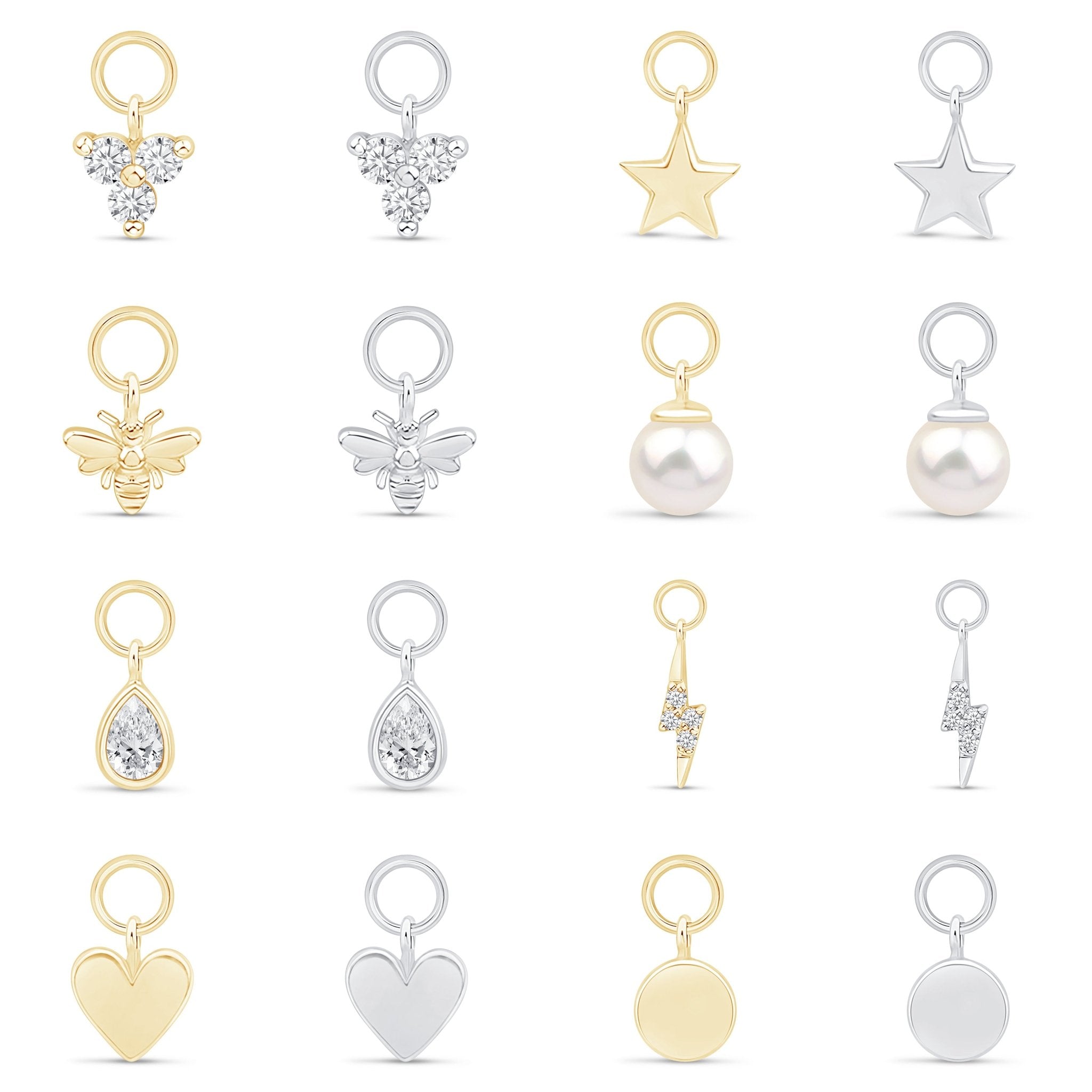 a collection of different types of earrings