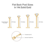 a diagram showing the different types of flat back posts in 14k gold