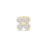 a pair of yellow gold earrings with three diamonds
