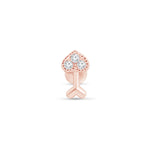 a rose gold ring with two diamonds