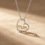 10K Gold Diamond Heart Mom Necklace