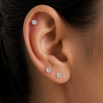 Yellow Gold Round Lab Grown Diamond Flat Back Earring