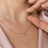 White Gold Diamond Initial Charm Necklace