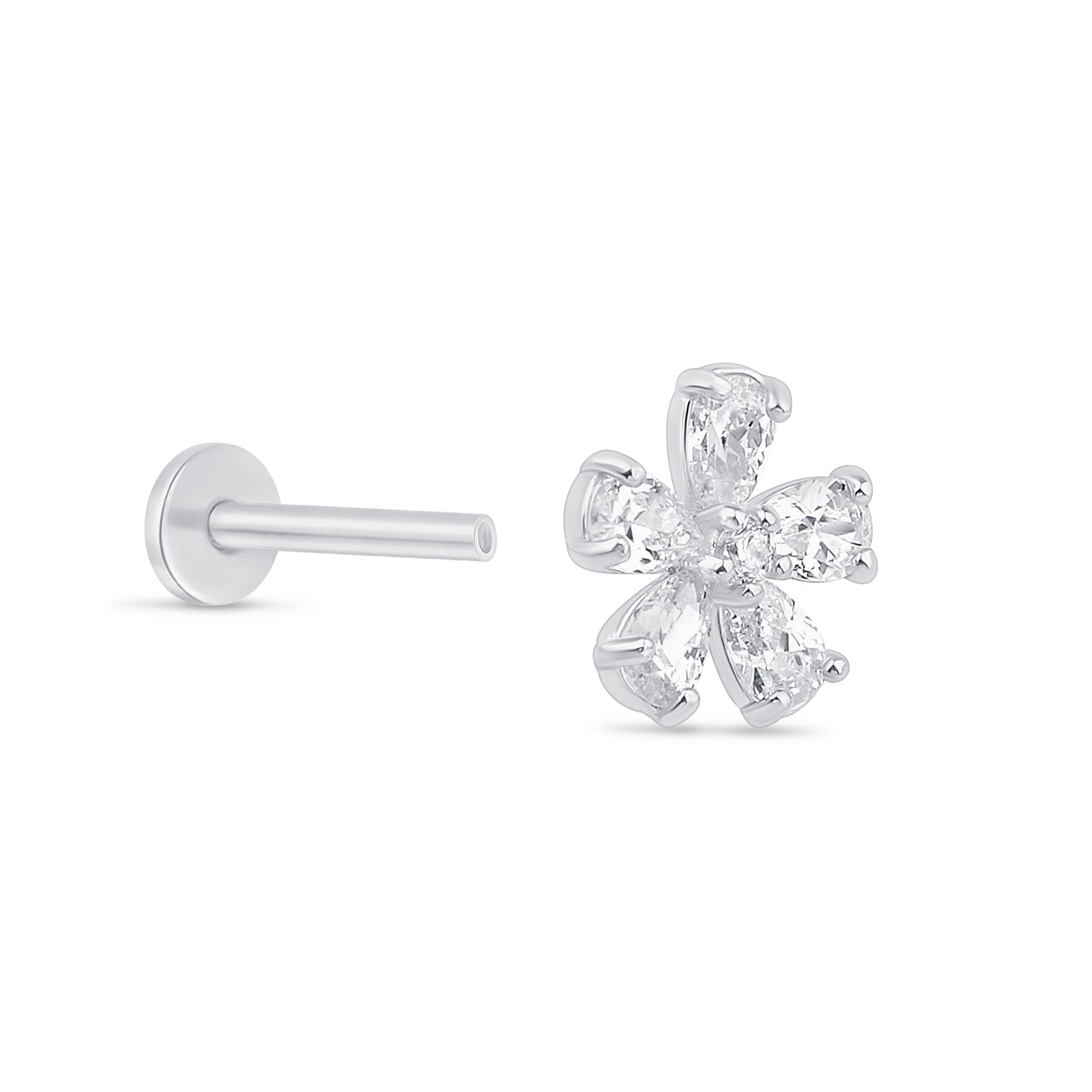 a pair of diamond earrings on a white background