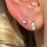 a close up of a person wearing a pair of ear piercings